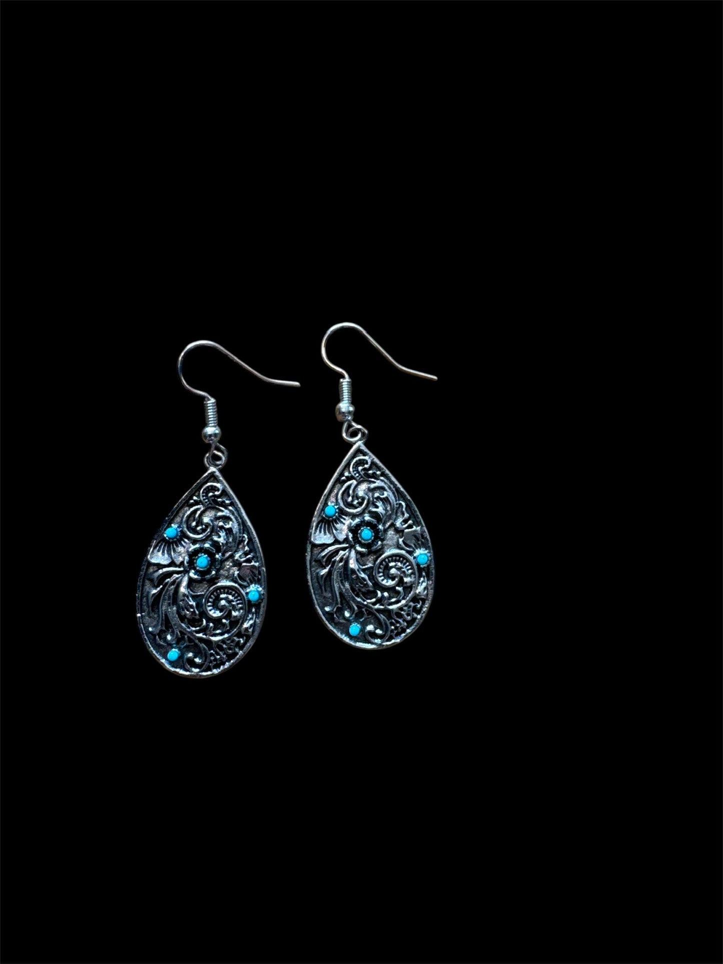 Turquoise paisley teardrop earrings