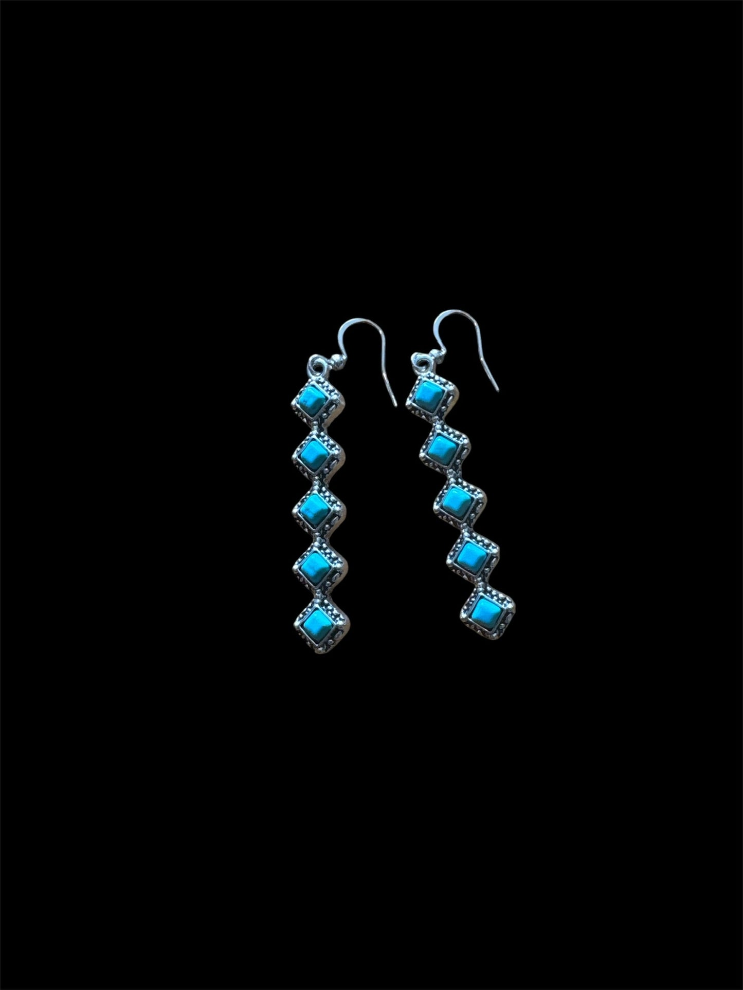 Diamond-shaped turquoise dangle earrings