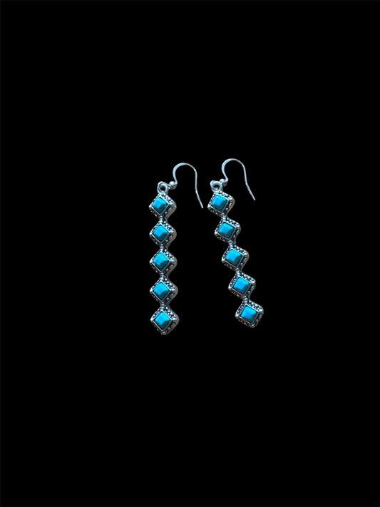 Diamond-shaped turquoise dangle earrings